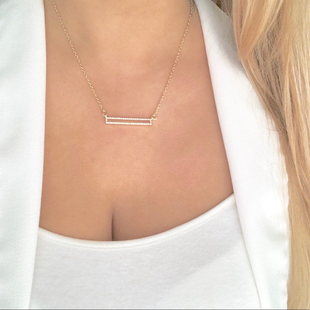 Express silver pavè bar bib necklace - Picture 4 of 6